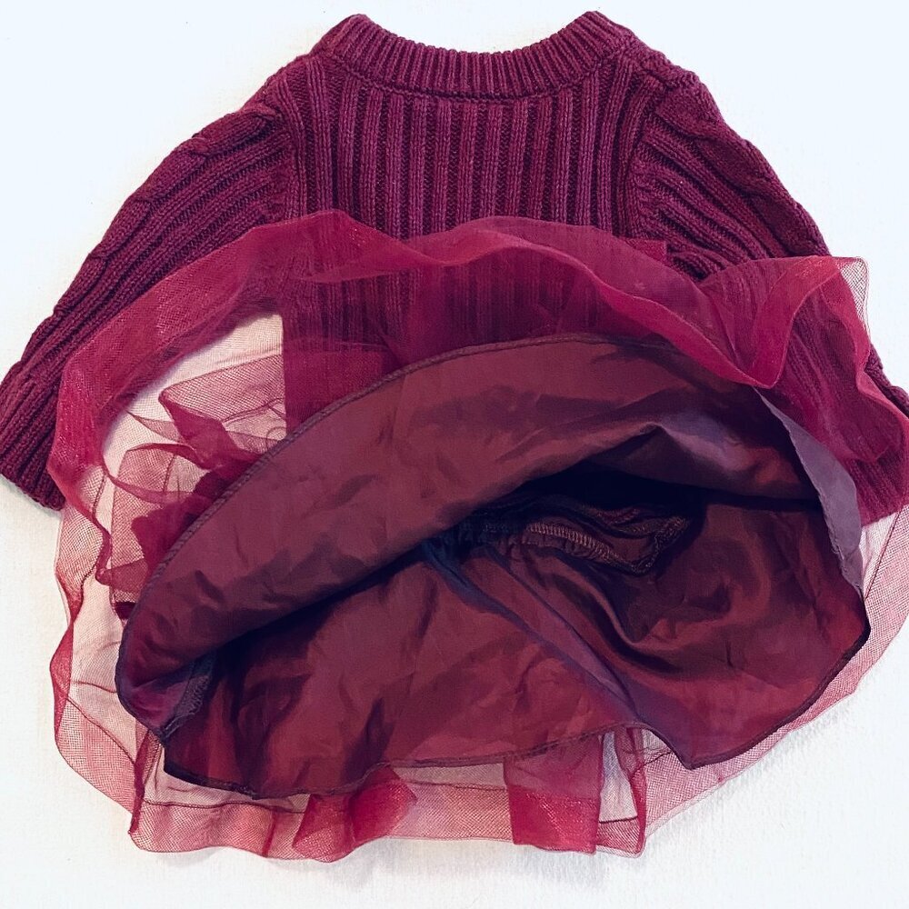Bonnie Baby dress Girls 12 Months burgundy polyester ruffle crinoline holiday - Picture 5 of 6